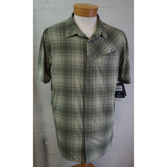 Outdoor Research Men’s Astroman Short Sleeve Sun Shirt Fatigue Plaid Size Large. - Picture 1 of 9